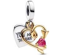 Engravable Heart & Arrow Double Dangle Charm
