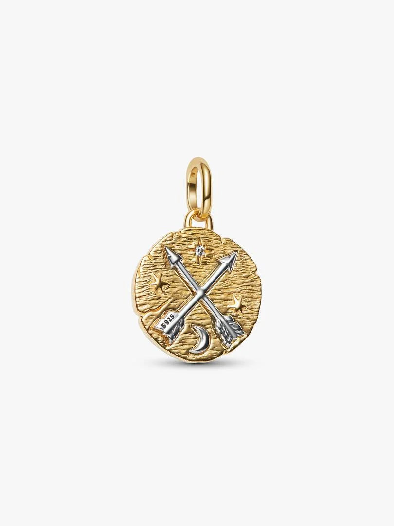 Crossing Arrows Medallion Charm Sterling silver, 14k gold plating