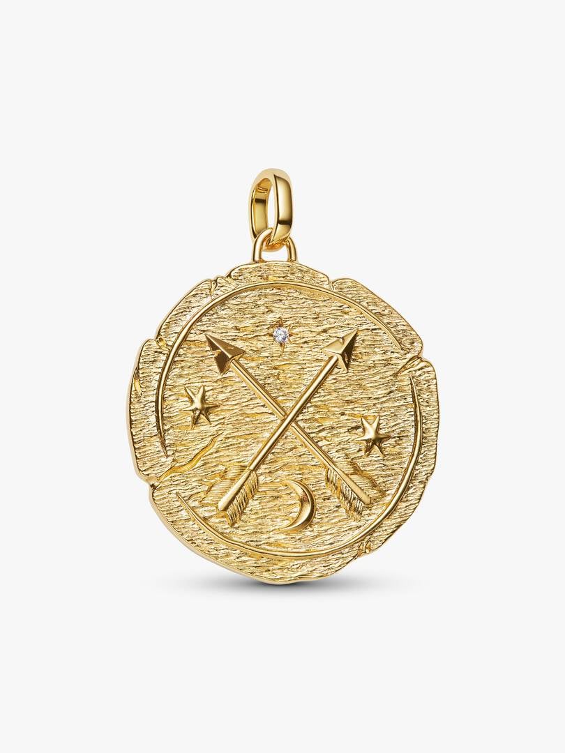 Crossing Arrows Oversized Medallion Charm 14k gold plating