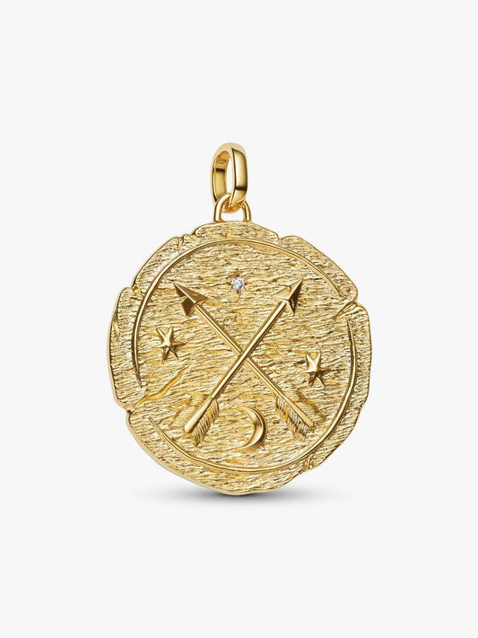Crossing Arrows Oversized Medallion Charm 14k gold plating