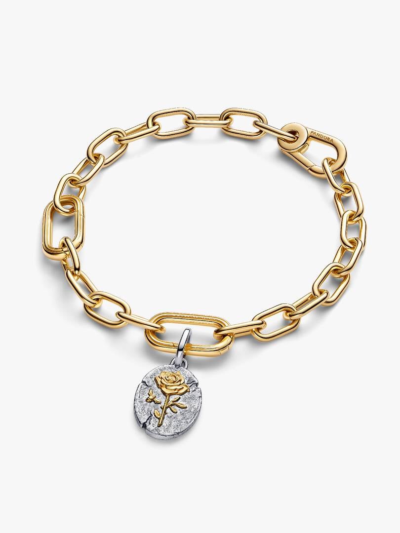 Rose Medallion Charm Sterling silver, 14k gold plating