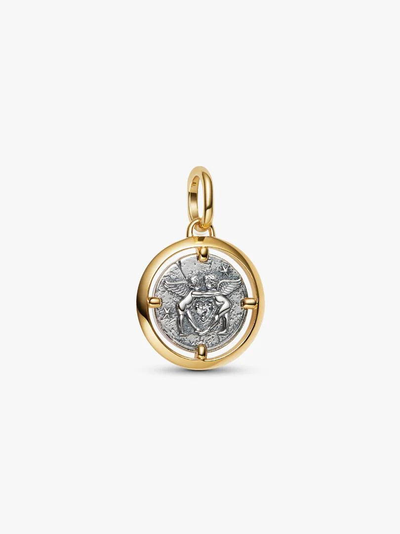 Cupids Medallion Charm Sterling silver, 14k gold plating