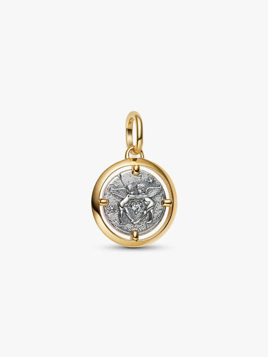 Cupids Medallion Charm Sterling silver, 14k gold plating