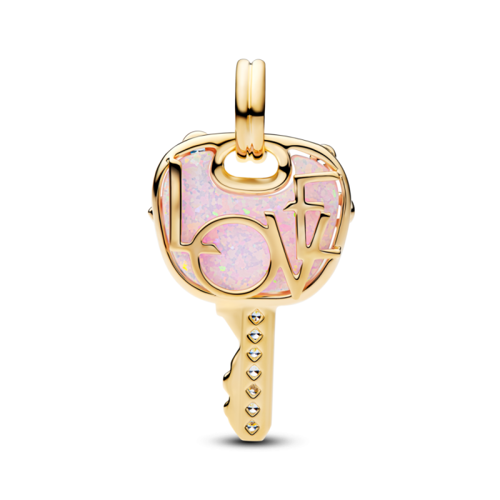 Opalescent Pink Love Key Large Dangle Charm