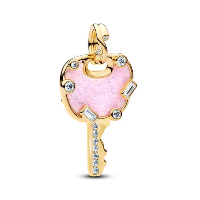 Opalescent Pink Love Key Large Dangle Charm