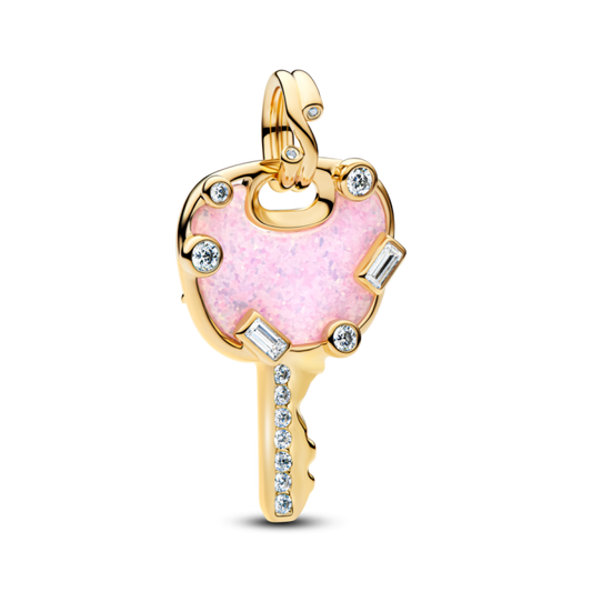 Opalescent Pink Love Key Large Dangle Charm