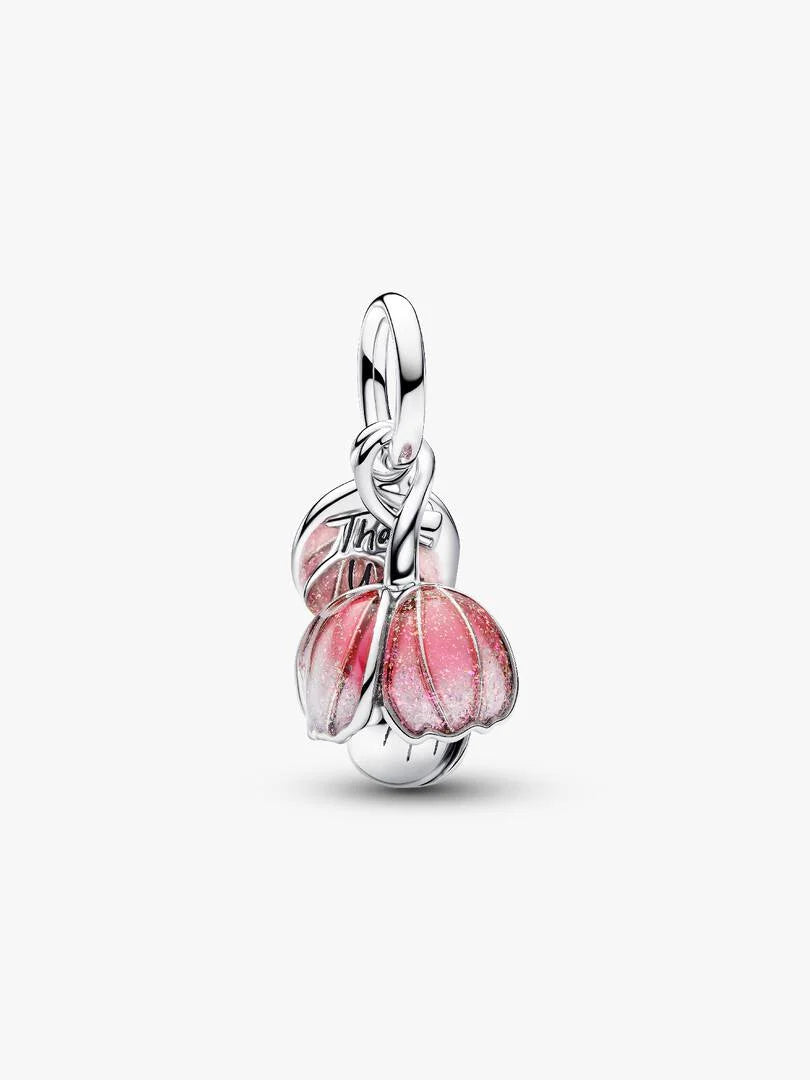 Two-Tone Blooming Flower Dangle Charm Sterling silver