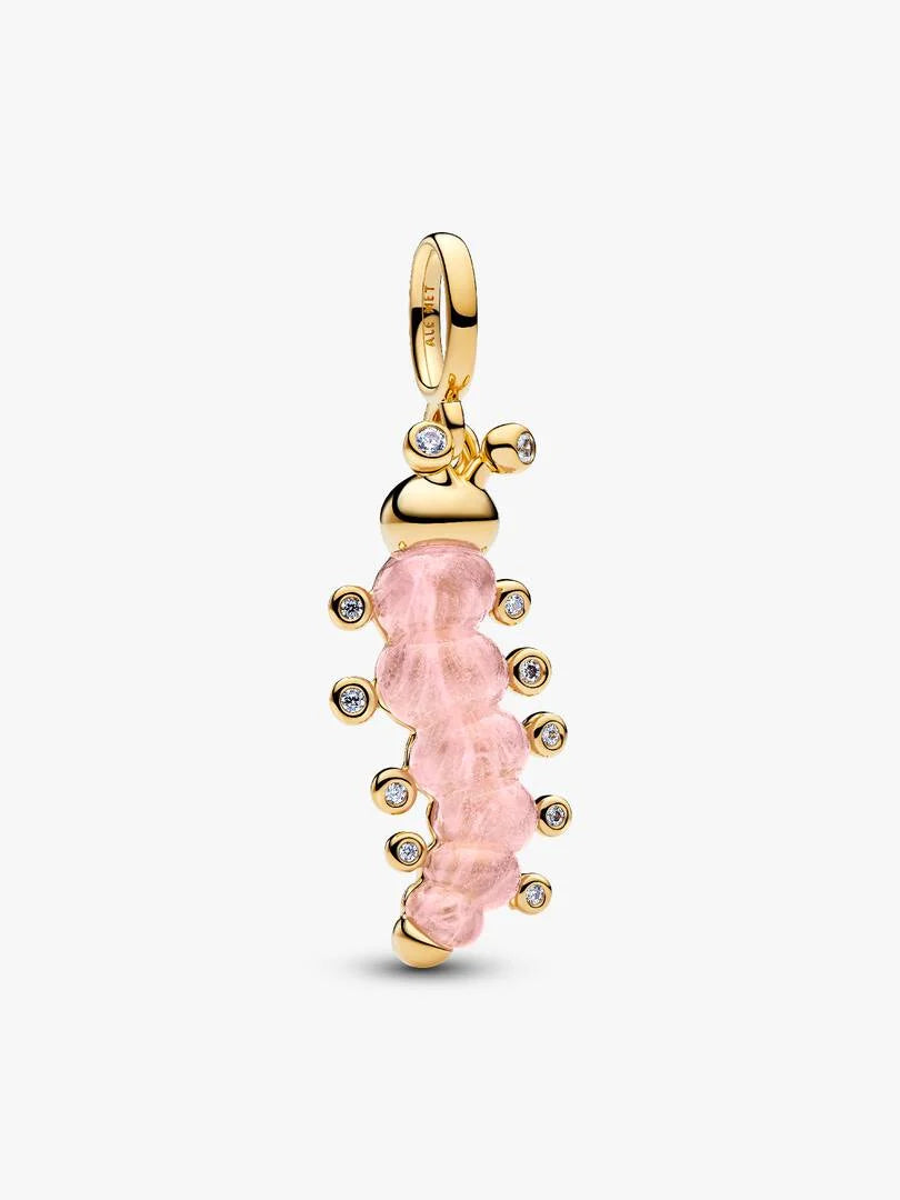 Pink Caterpillar Charm 14k gold plating