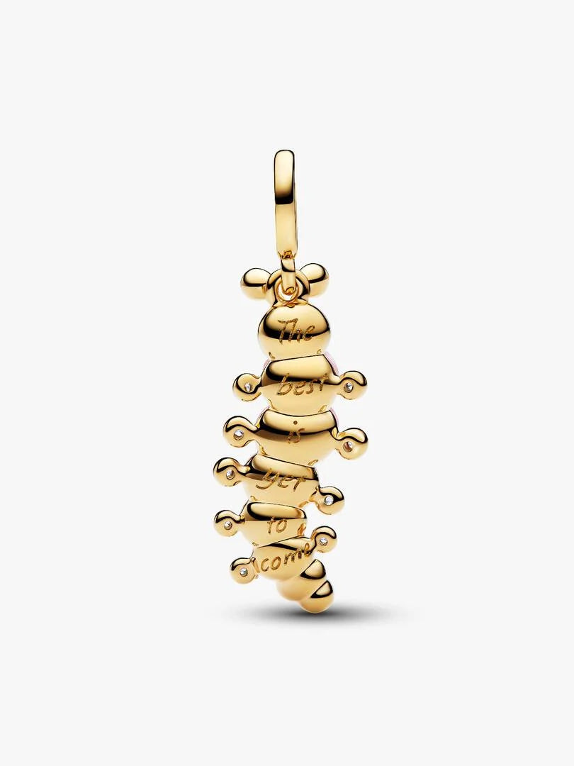 Pink Caterpillar Charm 14k gold plating