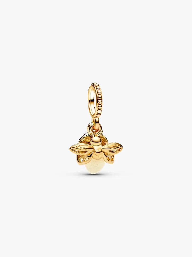 Glow-in-the-dark Firefly Dangle Charm 14k gold plating