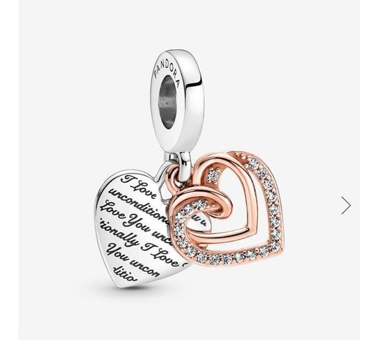 Entwined Hearts Double Dangle Charm