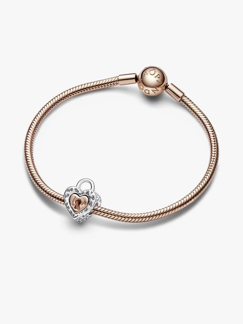 Two-tone Padlock Splittable Heart Charm