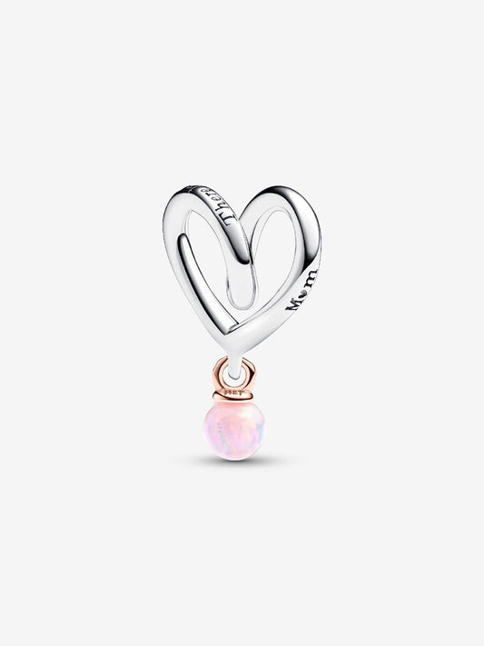 Two-tone Wrapped Heart Charm Sterling silver, 14k rose gold plating