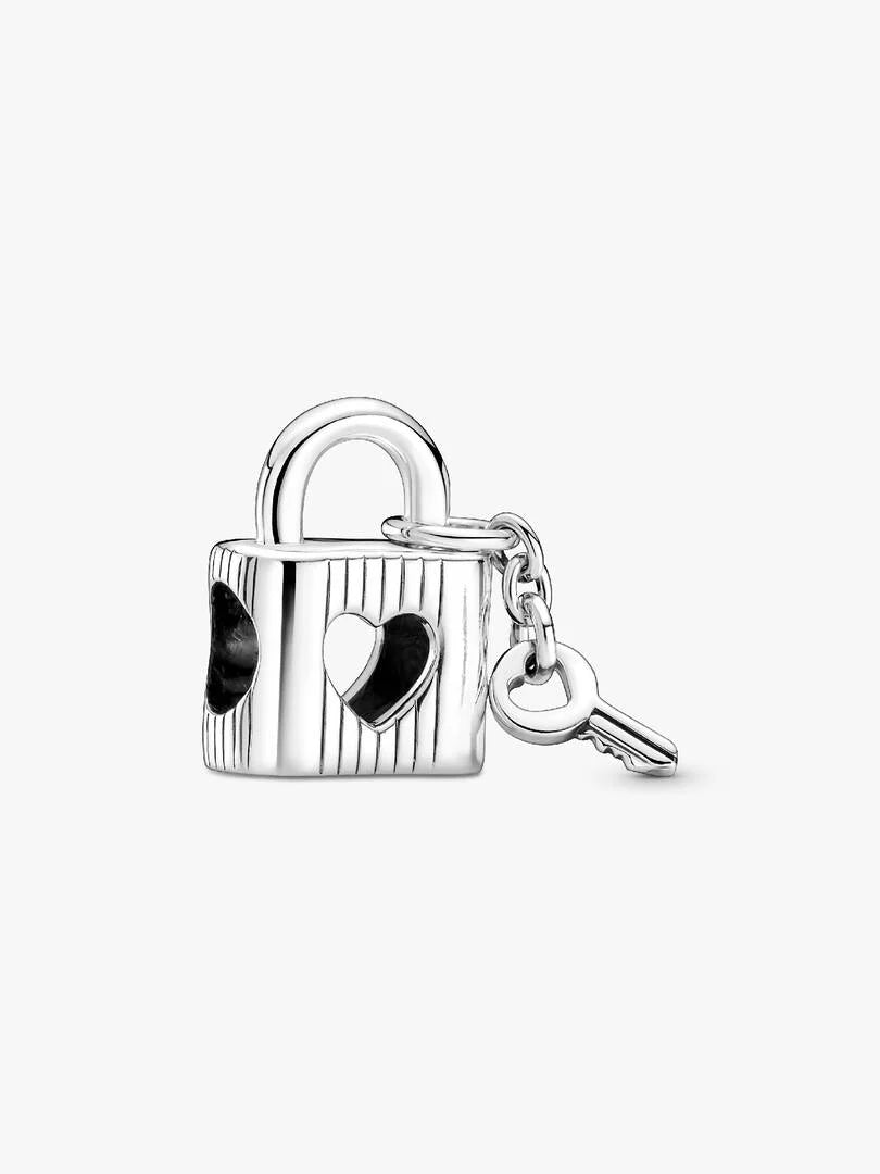 Padlock & Heart Key Charm Sterling silver