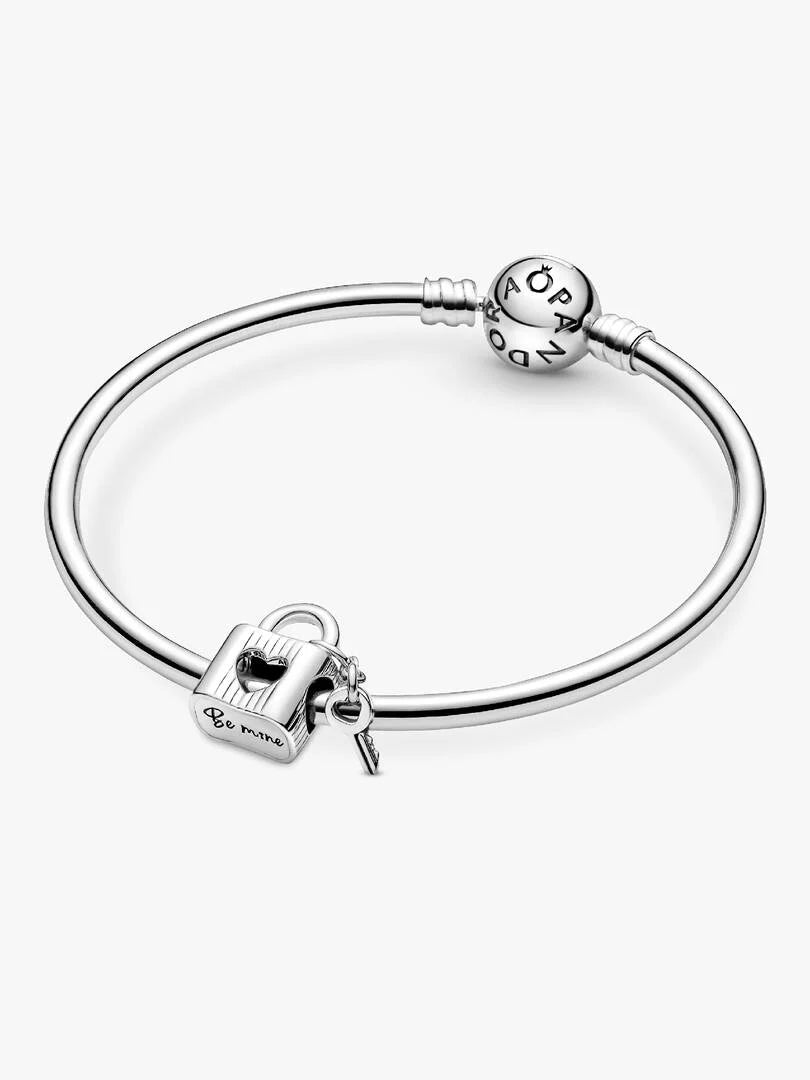 Padlock & Heart Key Charm Sterling silver