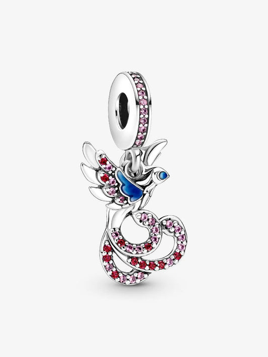 Chinese Mythical Phoenix Dangle Charm Sterling silver