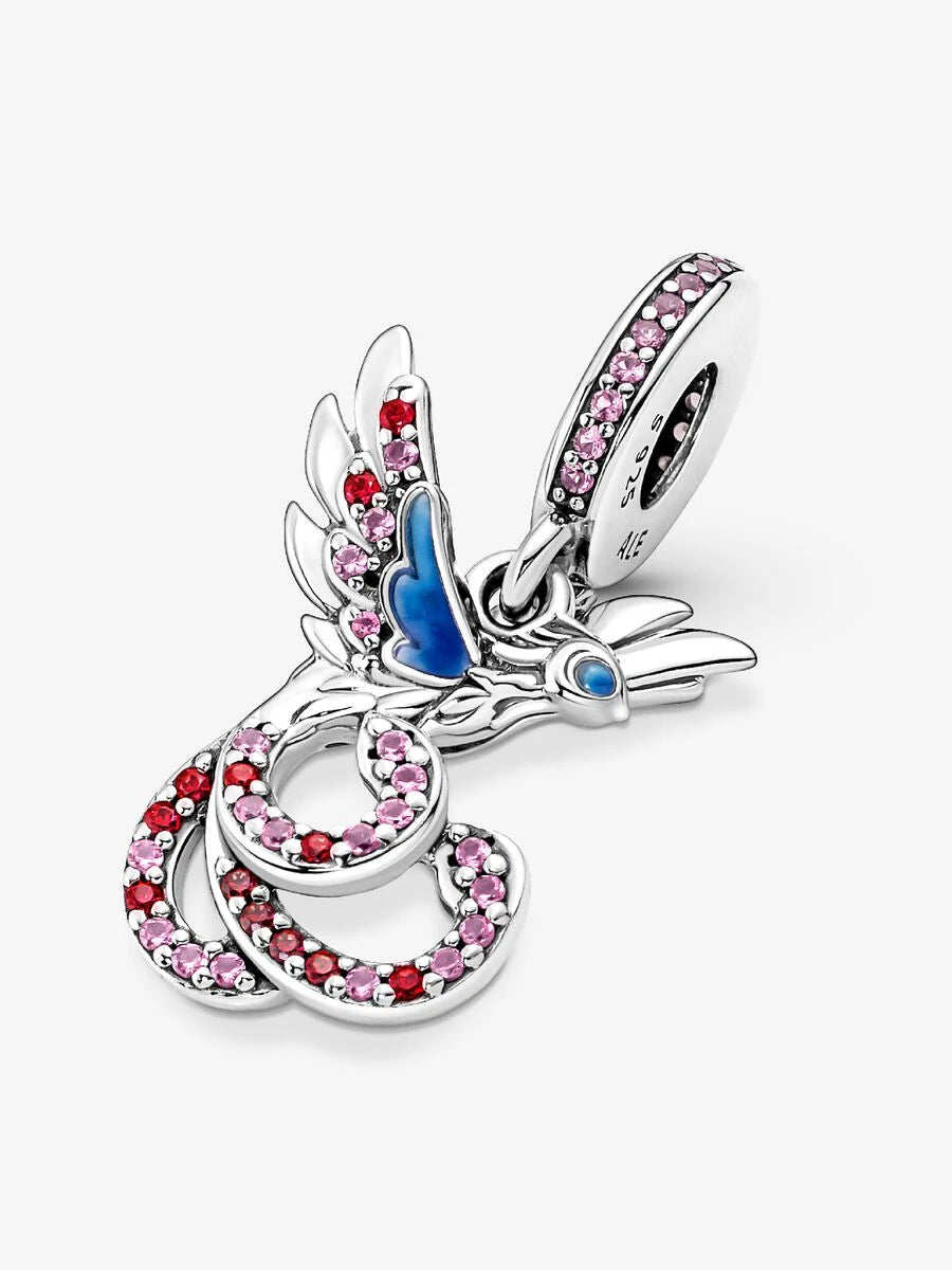 Chinese Mythical Phoenix Dangle Charm Sterling silver