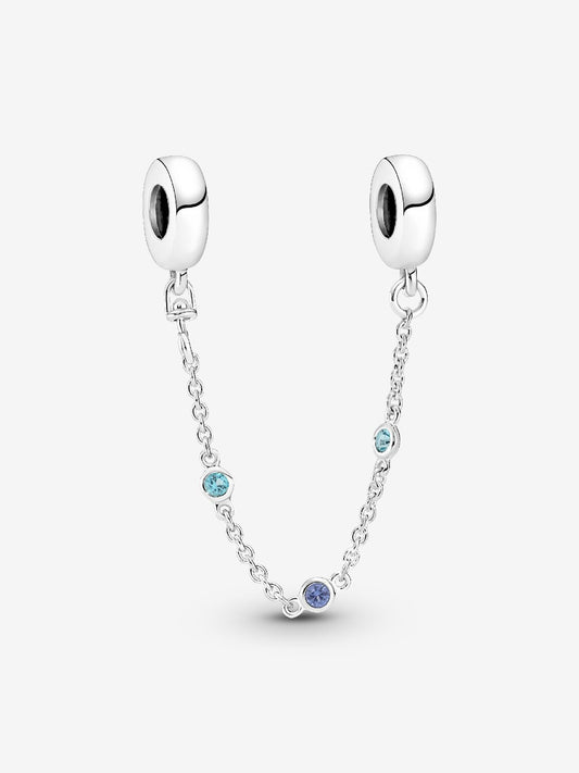 Triple Blue Stone Safety Chain Sterling silver