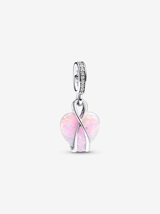 Mom Opalescent Heart Dangle Charm Sterling silver