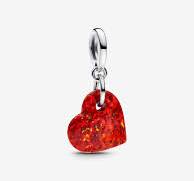 Opalescent Red Heart Dangle Charm