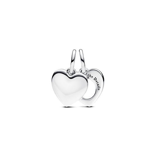 Pandora Engravable Heart Magnifying Glass Double Dangle Charm 793671C00