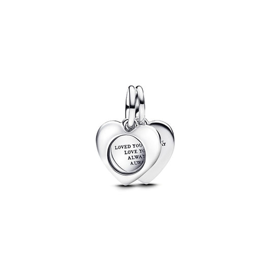 Pandora Engravable Heart Magnifying Glass Double Dangle Charm 793671C00