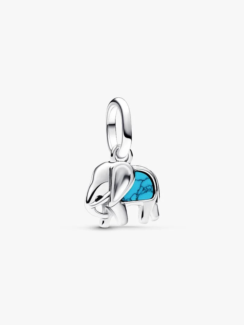 Turquoise-coloured Elephant Mini Dangle Charm Sterling silver