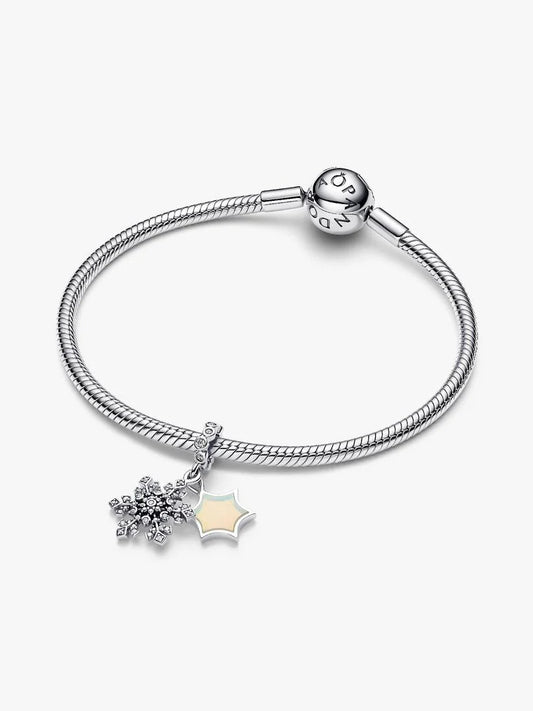 Opalescent Snowflake Double Dangle Charm Sterling silver