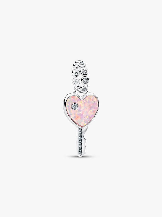 Opalescent Heart Key Dangle Charm Sterling silver