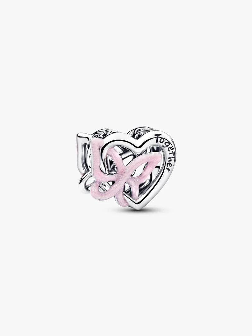 Entwined Heart & Butterfly Charm Sterling silver