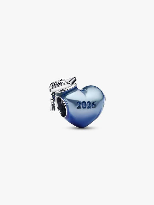 Graduation 2026 Blue Heart Charm Sterling silver