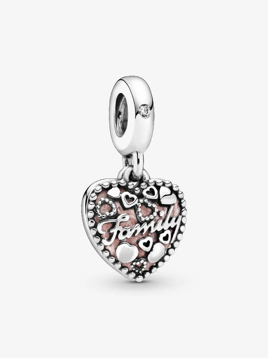 Love Makes A Family Heart Dangle Charm Sterling silver