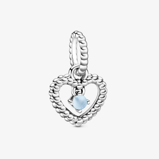 Sky Blue Beaded Heart Dangle Charm