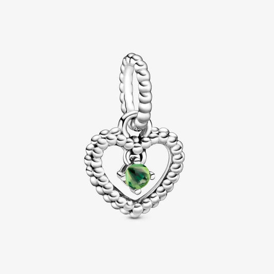 Spring Green Beaded Heart Dangle Charm
