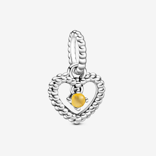 Honey Beaded Heart Dangle Charm