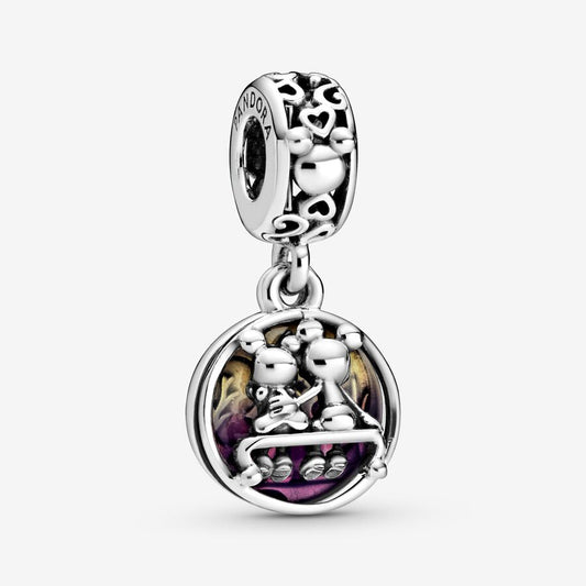 Disney Mickey & Minnie sterling silver dangle with purple enamel