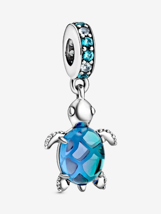Murano Glass Sea Turtle Dangle Charm Sterling silver
