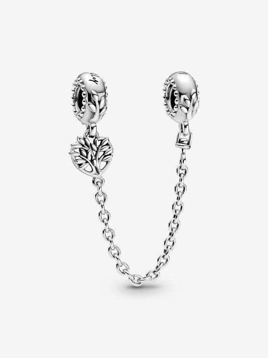 Heart Family Tree Safety Chain Charm Sterling silver
