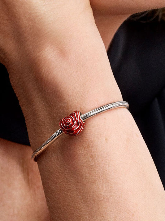 Red Rose Heart Charm