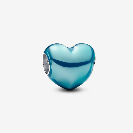 Sky Blue Metallic Heart Bracelet Charm