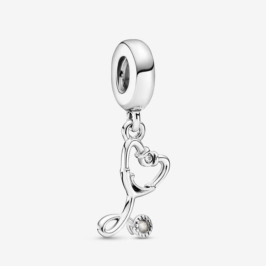 Heart pendant with stethoscope Silver